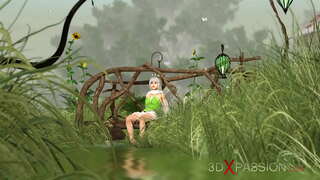 Гарячий секс! Розпуста красива фея та гном у селі